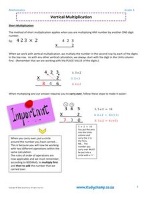 cover image of Grade 4 Maths Worksheet: Vertical Multiplication